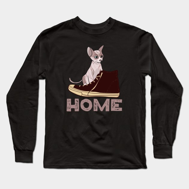 Home is where cat wants to be, even the fluff owner shoes Long Sleeve T-Shirt by alcoshirts